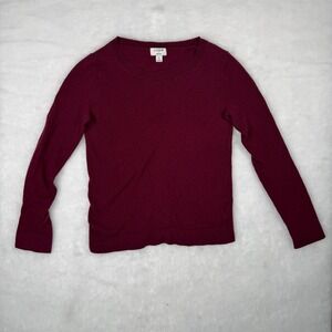 J.Crew Teddie Sweater Womens Small Burgundy Cotton Wool Blend Pullover